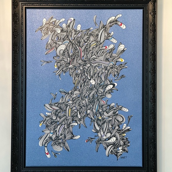 Abstract Blue and Gray Art Piece